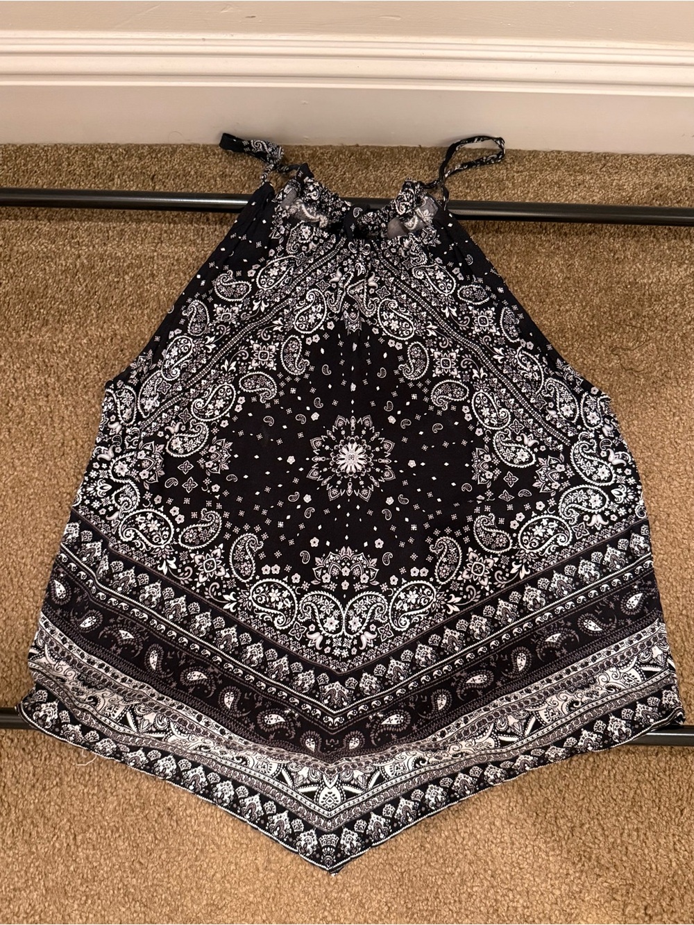 No Boundaries Black and White Paisley Halter Camisole
